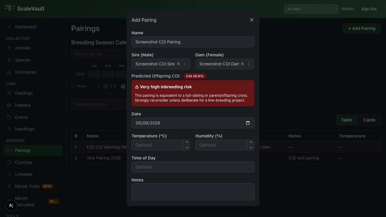 Pairing COI warning